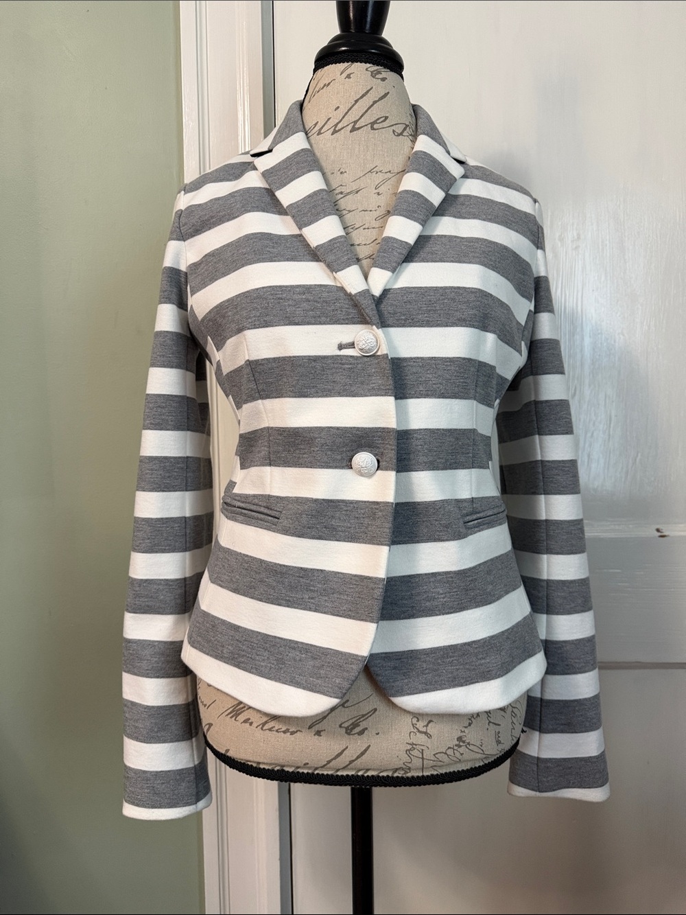 GAP Heather Grey Striped Academy Blazer